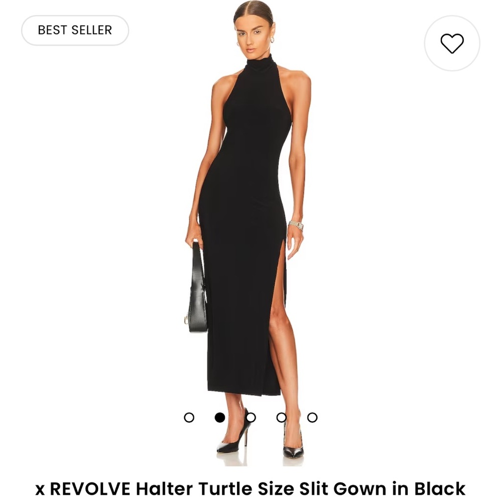 Halter Turtle Size Slit Gown in Black - Norma Kamali